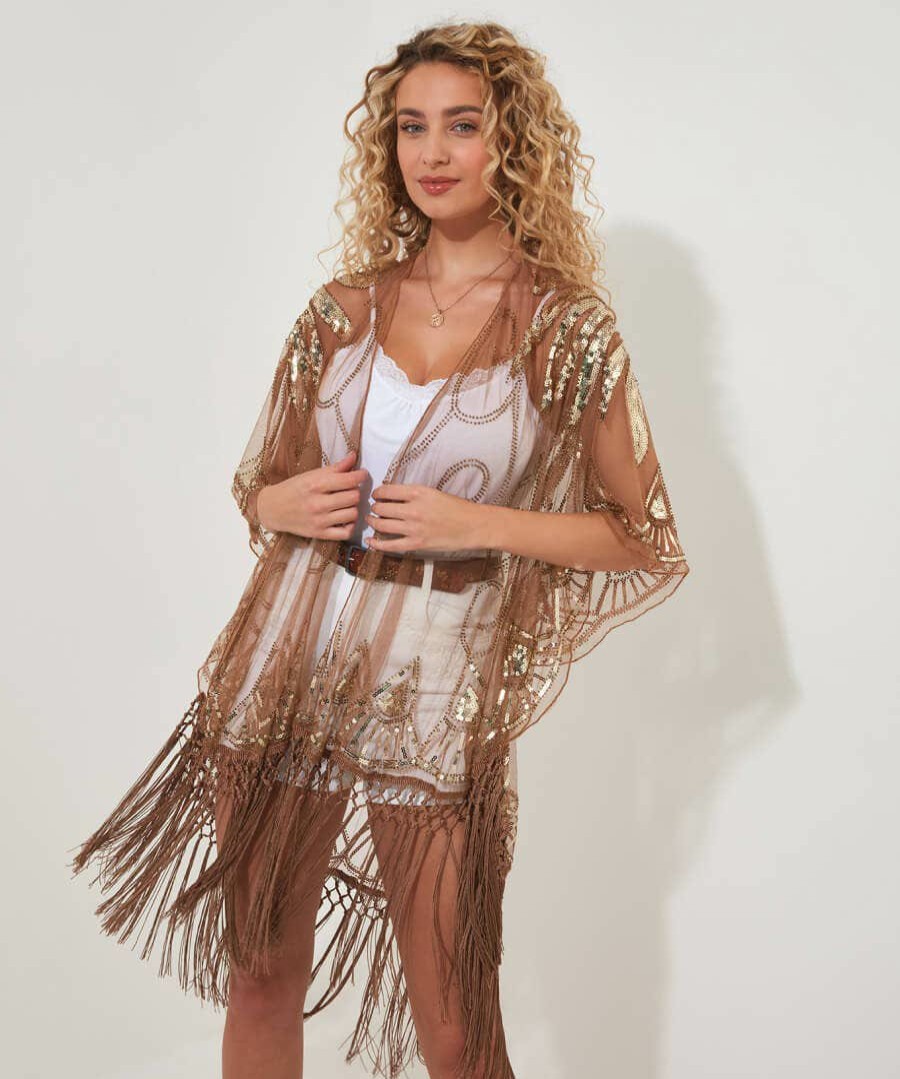 Cover Ups | Joe Browns Golden Hour Sequin Kimono