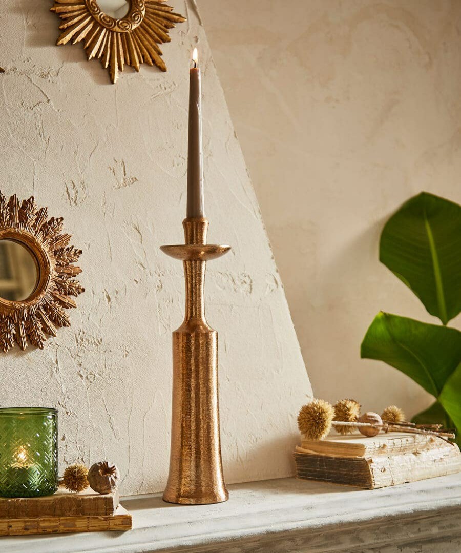 Home Accessories | Joe Browns Top Hat Textured Bronze Candle Holder