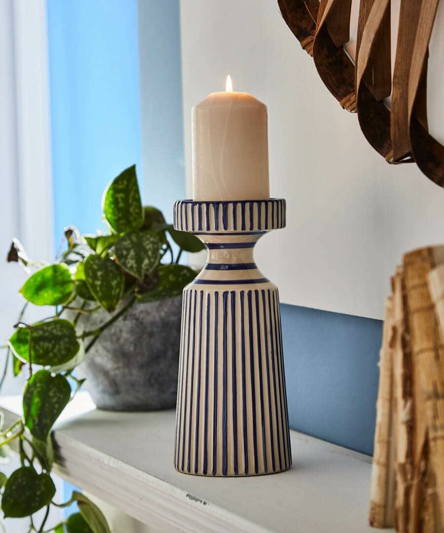 Home Accessories | Joe Browns Blue Stripe Candle Holder