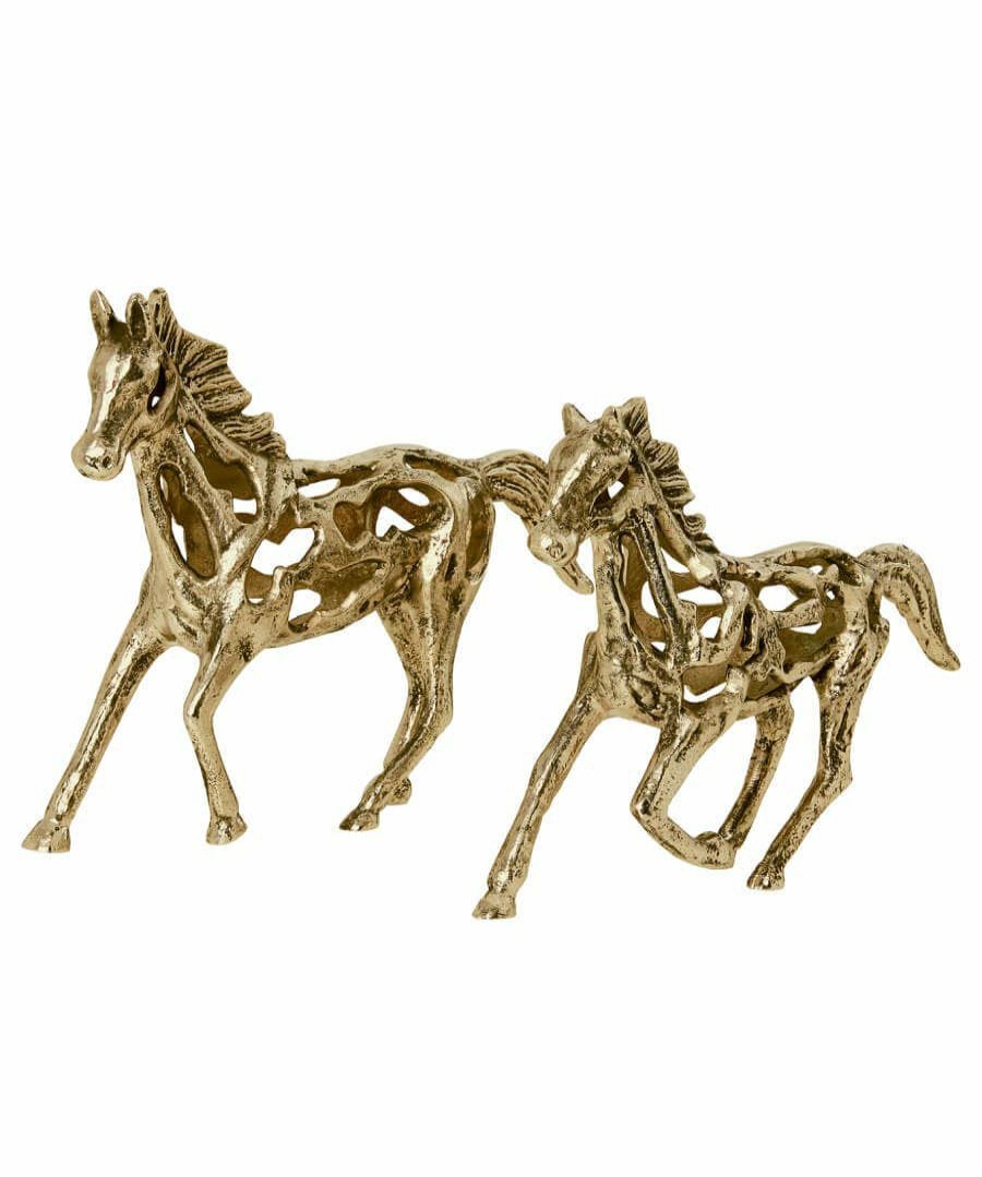 Animal Decor | Joe Browns Set Of 2 Cast Iron Antique Gold Horse Statues