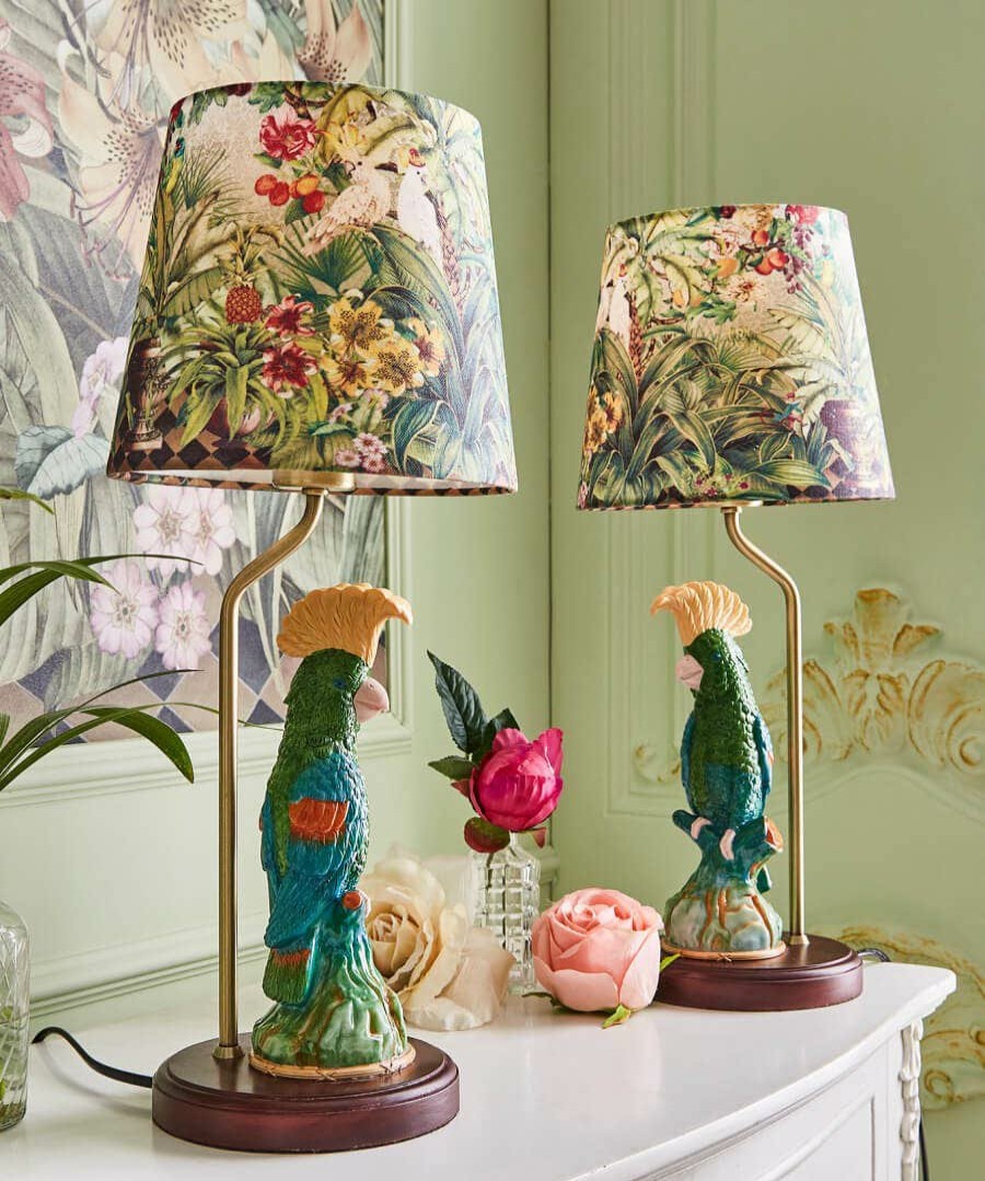 Floral Decor | Joe Browns Victorian Garden Room Set Of 2 Parrot Lamps