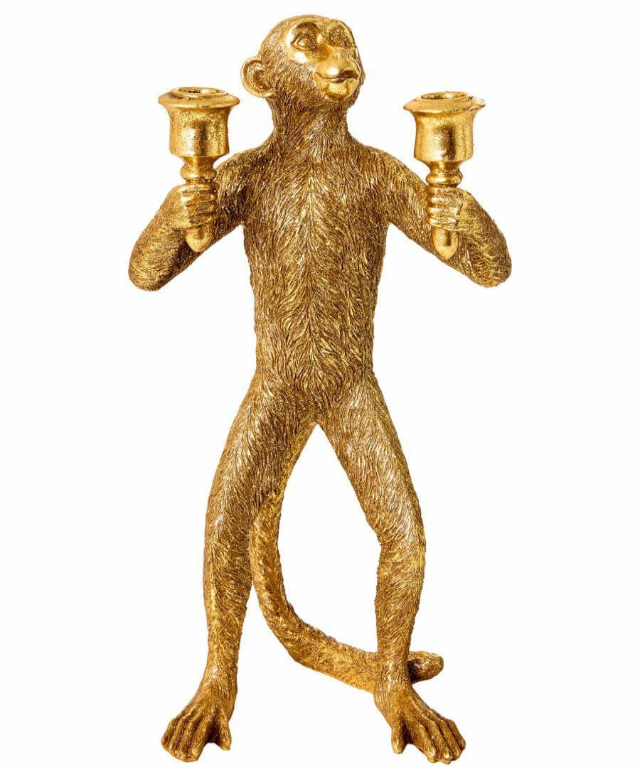 Animal Decor | Joe Browns Antique Gold Effect Monkey Candelabra