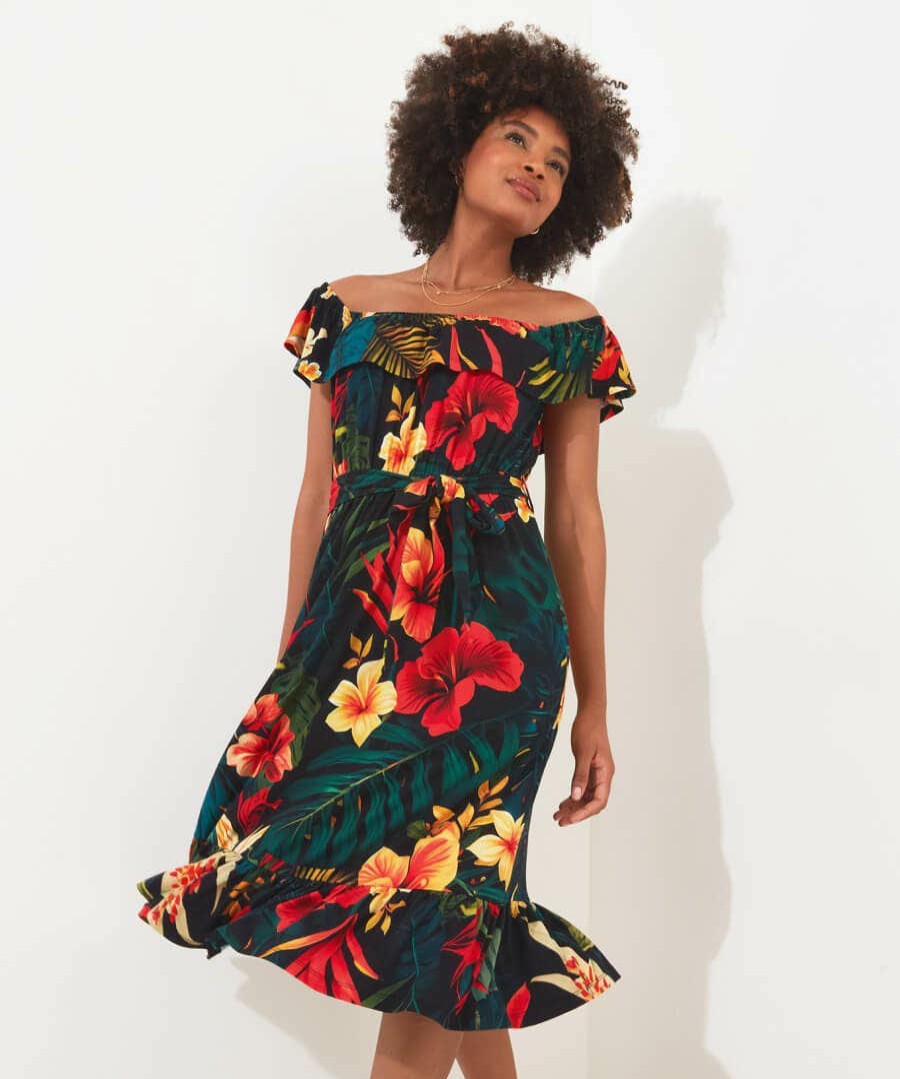 Dresses | Joe Browns Beautiful Bardot Printed Jersey Dress