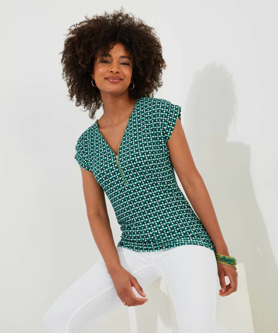 Tops, Tunics & Blouses | Joe Browns Printed Zip It Up Jersey Top