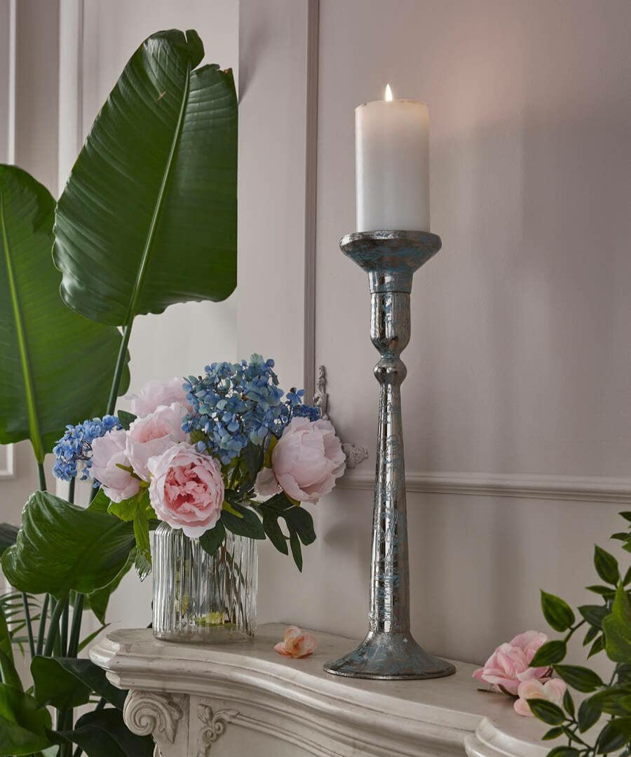 Home Accessories | Joe Browns Nouveau Distressed Blue Candle Holder