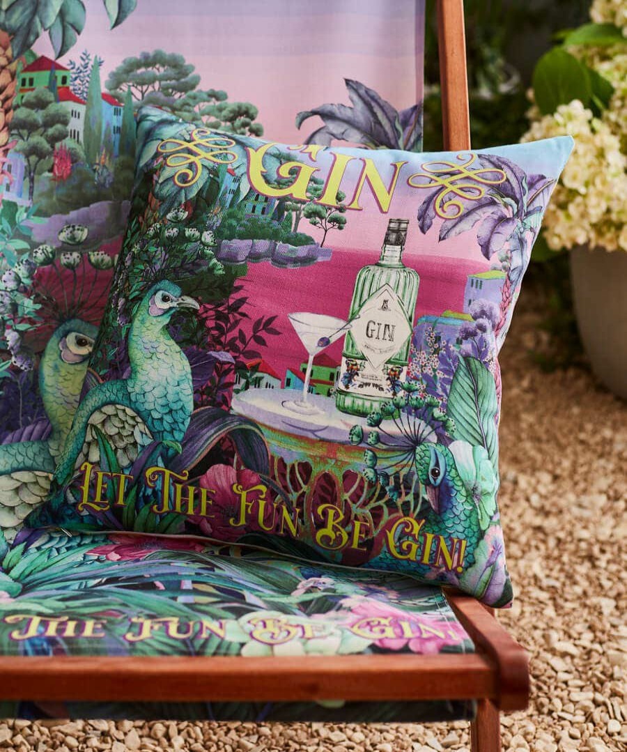 Floral Decor | Joe Browns Let The Fun Be Gin Reversible Garden Cushion